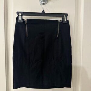 Black Zipper Detail Pencil Skirt